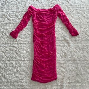 NWOT Hot Pink Midi Body Con Dress